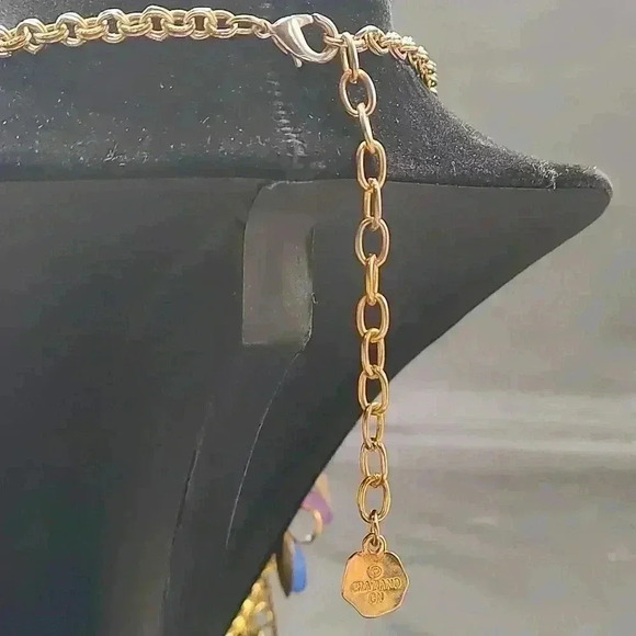 Graziano Cn Gold Toned Multicolored Beaded Necklace - Picture 2 of 2